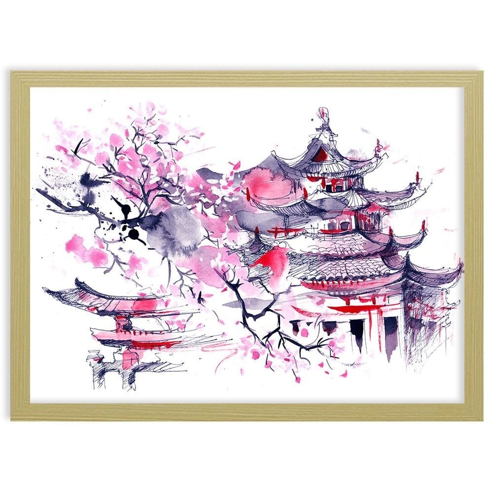 Glezna bēšā rāmī - Colourful Japan Art Home Trends DECO