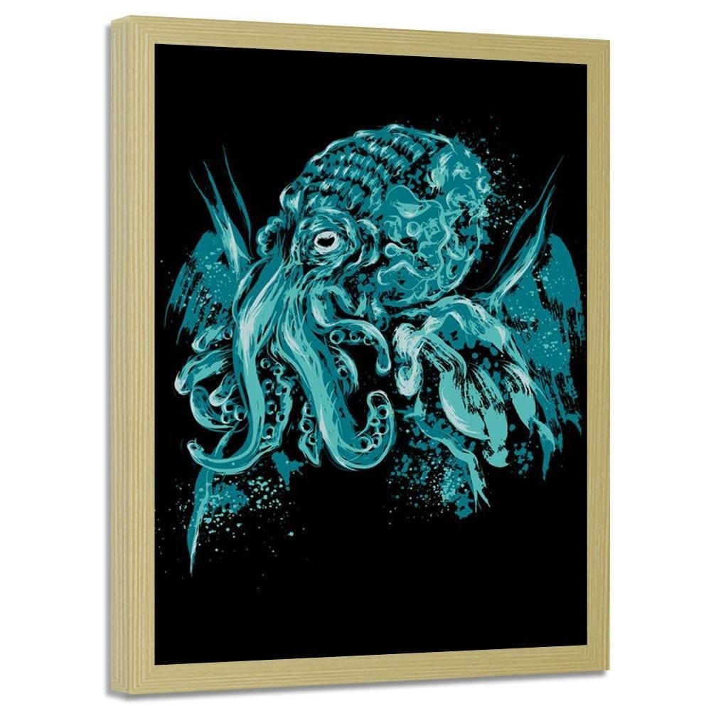 Glezna bēšā rāmī - Cthulhu Pop Art Blue Home Trends DECO