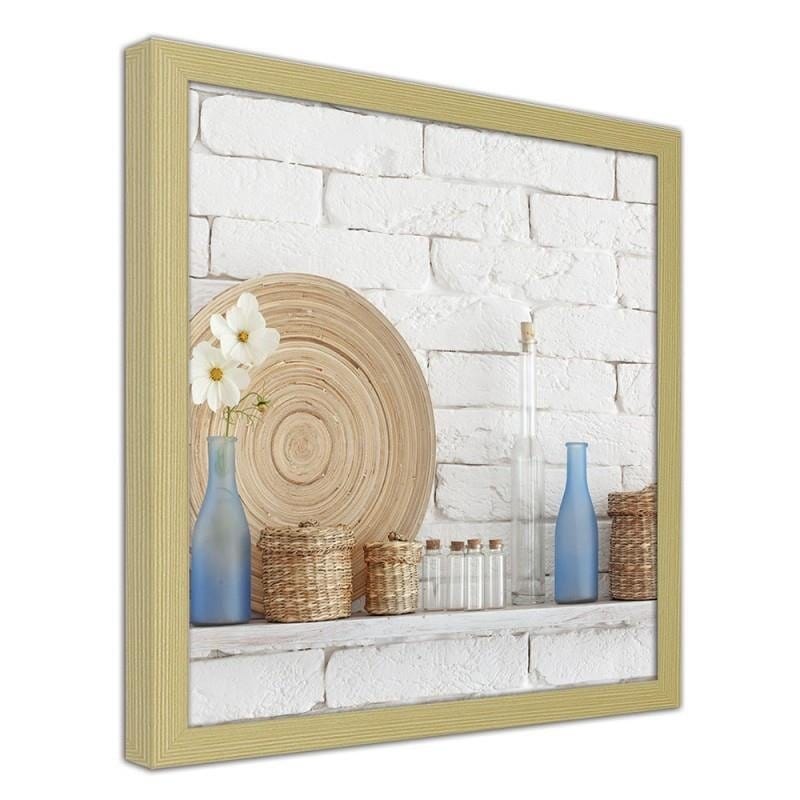 Glezna bēšā rāmī - Decorative shelf on a white wall Home Trends DECO
