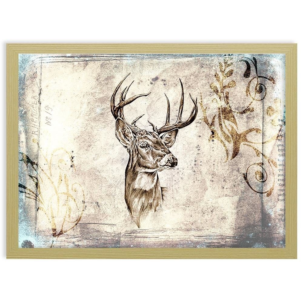 Glezna bēšā rāmī - Deer Portrait Home Trends DECO