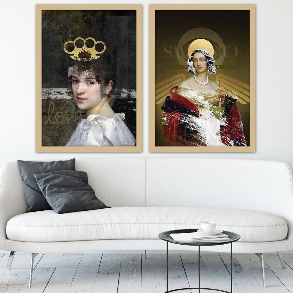 Glezna bēšā rāmī - Digital Collage Home Trends DECO
