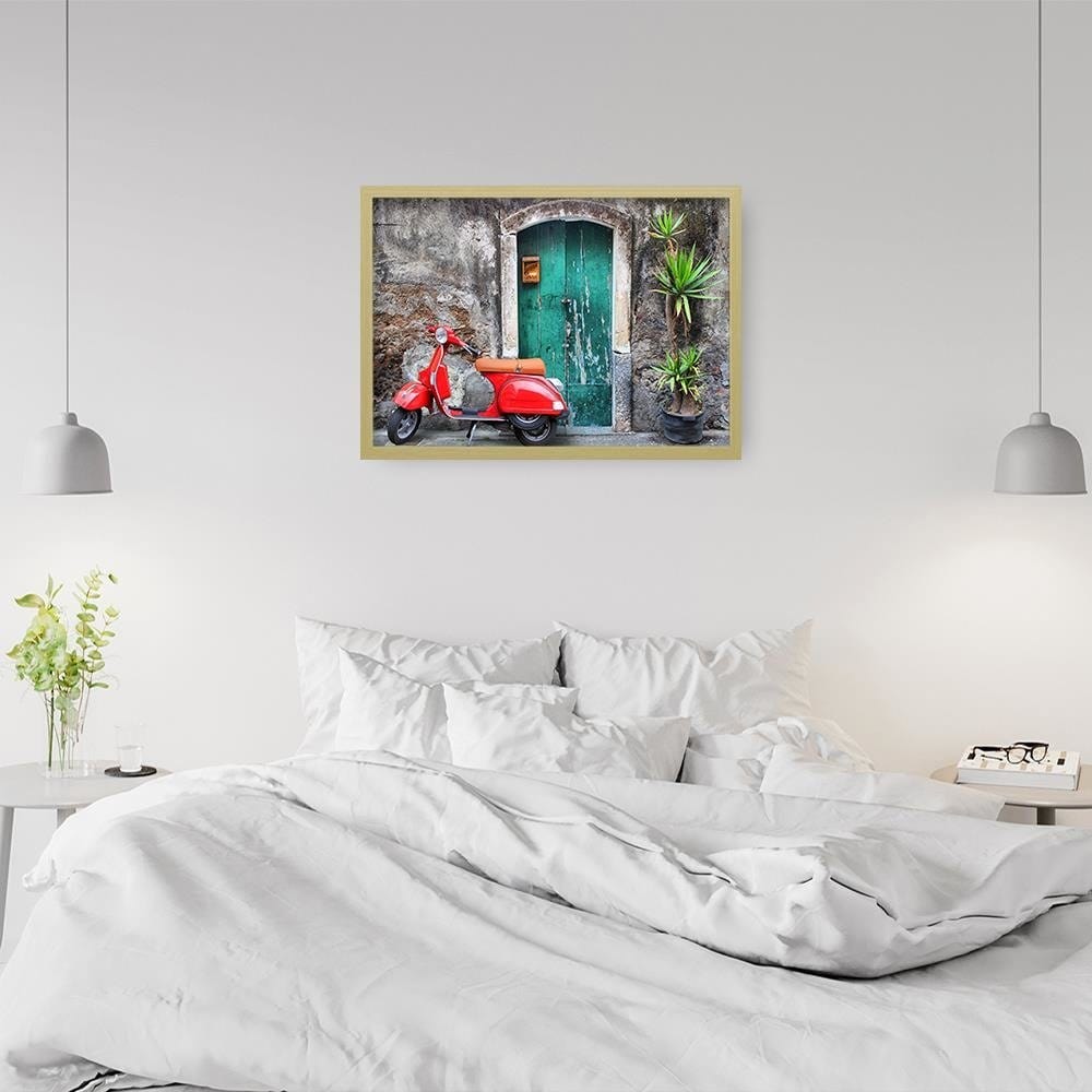 Glezna bēšā rāmī - Doors And Red Scooter Home Trends DECO