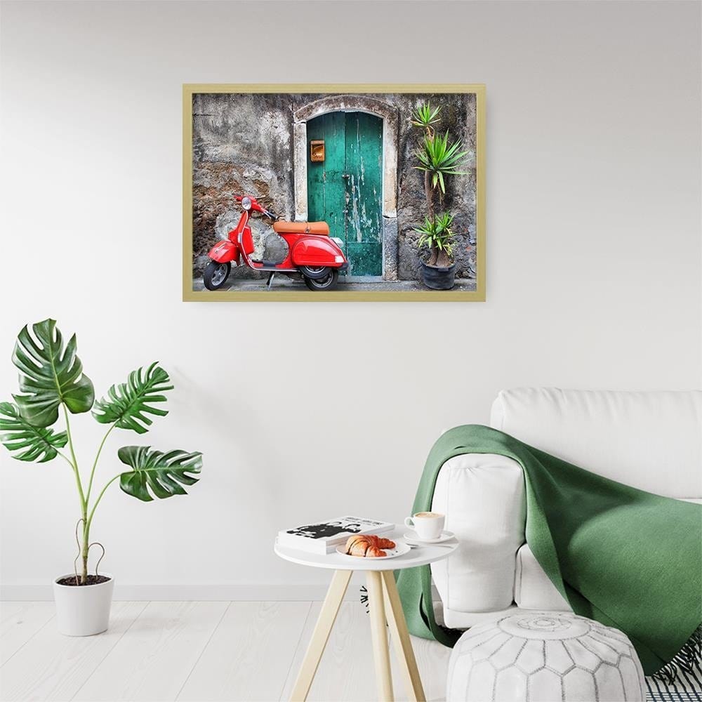 Glezna bēšā rāmī - Doors And Red Scooter Home Trends DECO