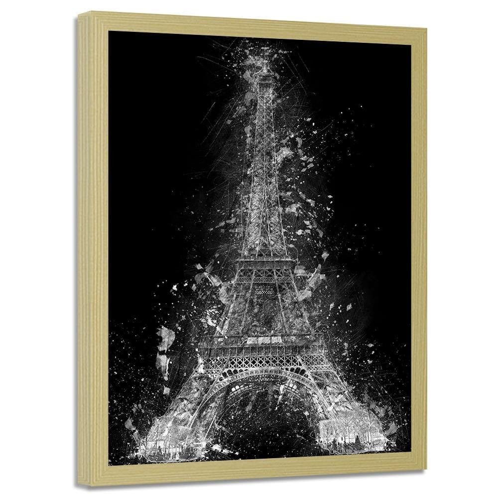Glezna bēšā rāmī - Eiffel Tower At Night Home Trends DECO