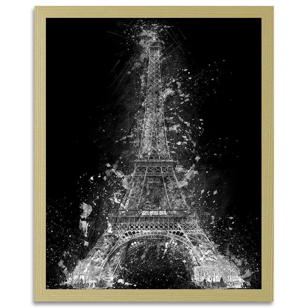 Glezna bēšā rāmī - Eiffel Tower At Night Home Trends DECO