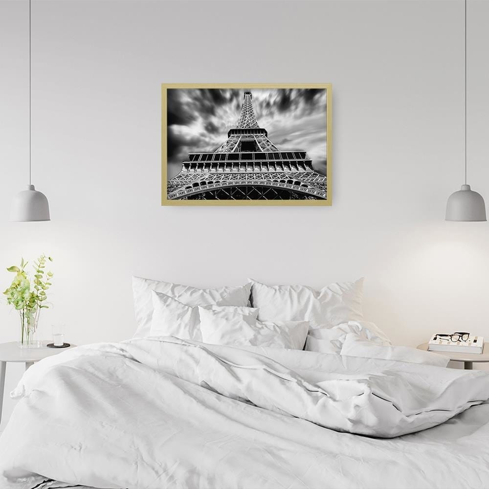 Glezna bēšā rāmī - Eiffel Tower Black And White Home Trends DECO