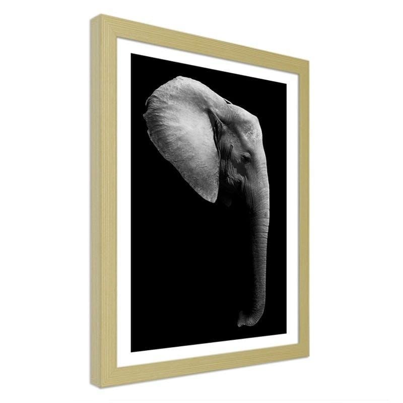 Glezna bēšā rāmī - Elephant in black and white Home Trends DECO