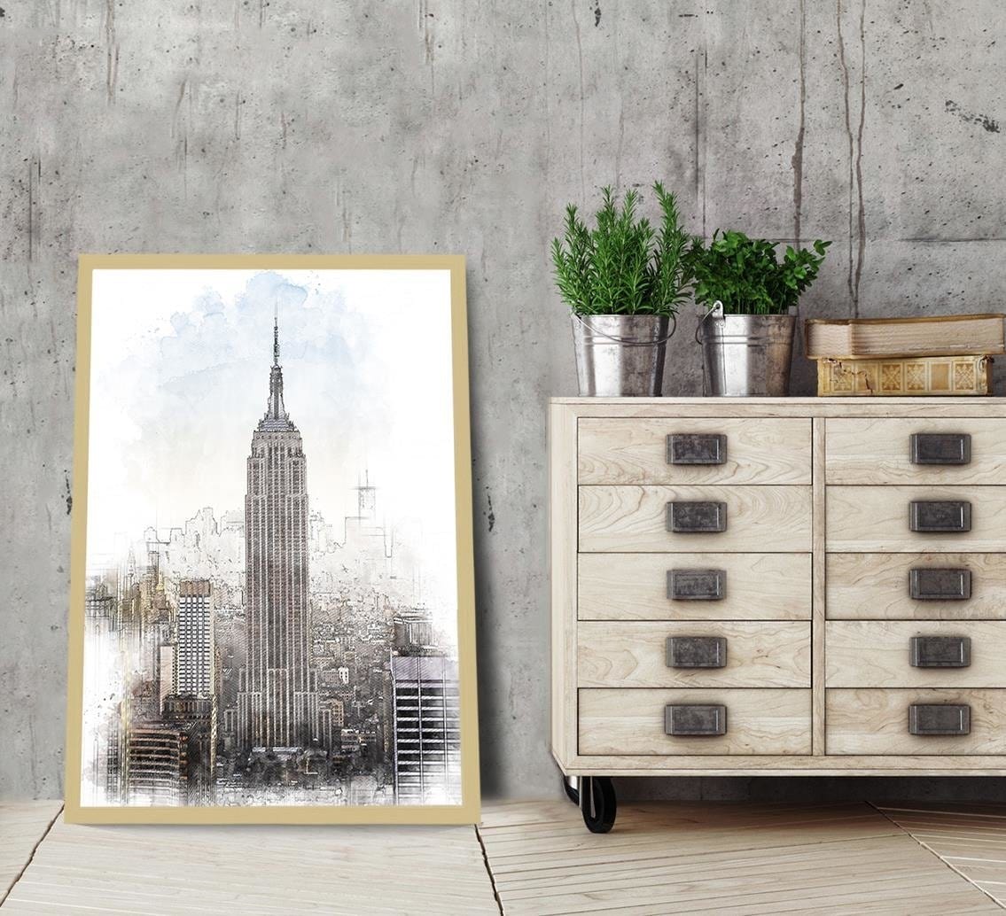Glezna bēšā rāmī - Empire State Building Image Brown Home Trends DECO