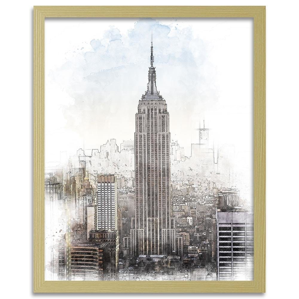 Glezna bēšā rāmī - Empire State Building Image Brown Home Trends DECO