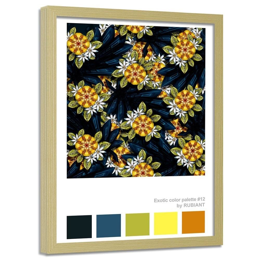Glezna bēšā rāmī - Exotic Flowers Green Home Trends DECO