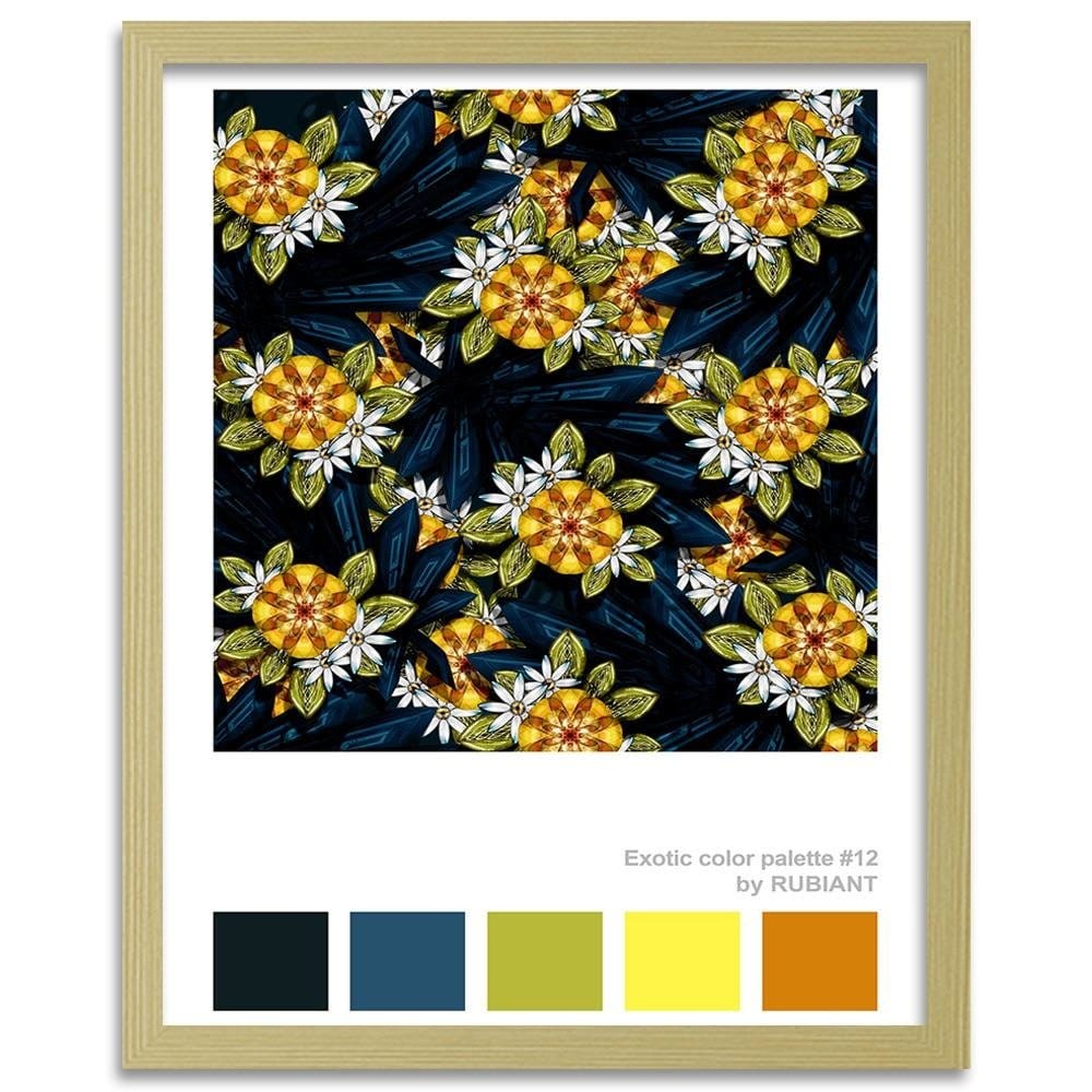 Glezna bēšā rāmī - Exotic Flowers Green Home Trends DECO