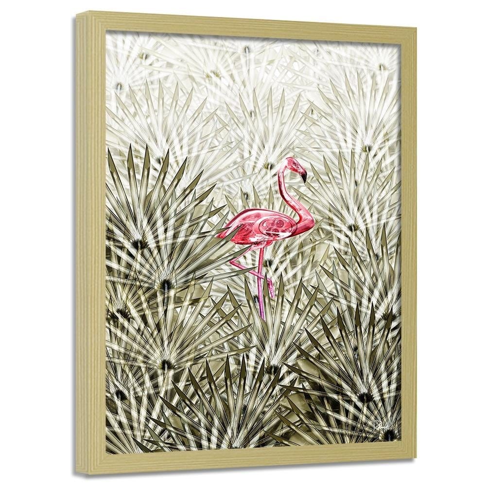 Glezna bēšā rāmī - Flamingo Digital Pink Home Trends DECO