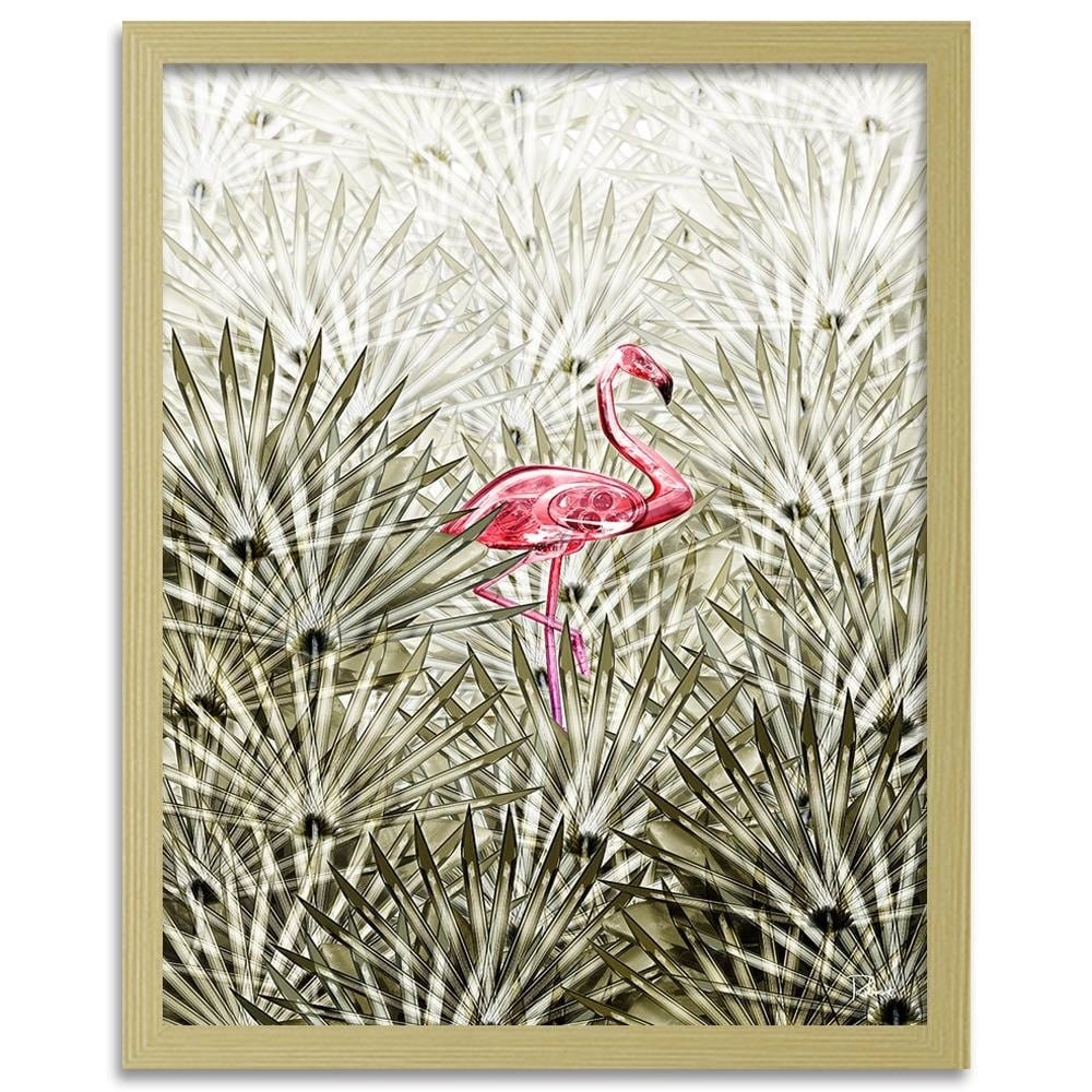 Glezna bēšā rāmī - Flamingo Digital Pink Home Trends DECO