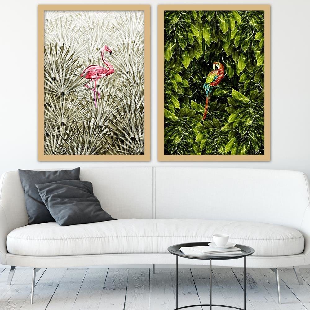Glezna bēšā rāmī - Flamingo Digital Pink Home Trends DECO