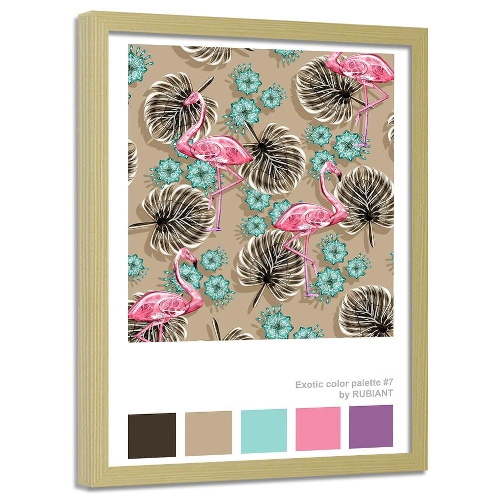 Glezna bēšā rāmī - Flamingos Brown Home Trends DECO