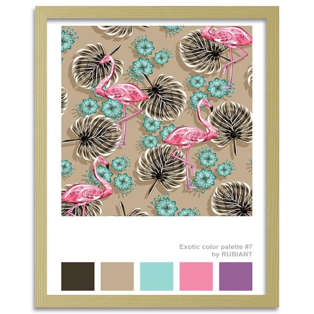 Glezna bēšā rāmī - Flamingos Brown Home Trends DECO