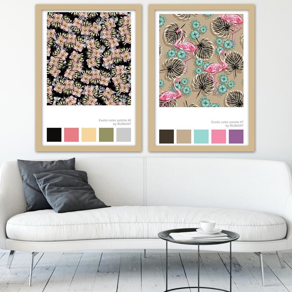 Glezna bēšā rāmī - Flamingos Brown Home Trends DECO