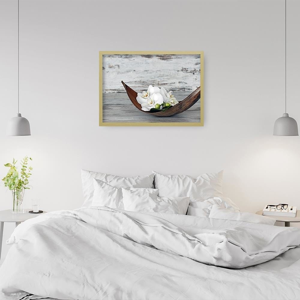 Glezna bēšā rāmī - Flower On The Wood Home Trends DECO