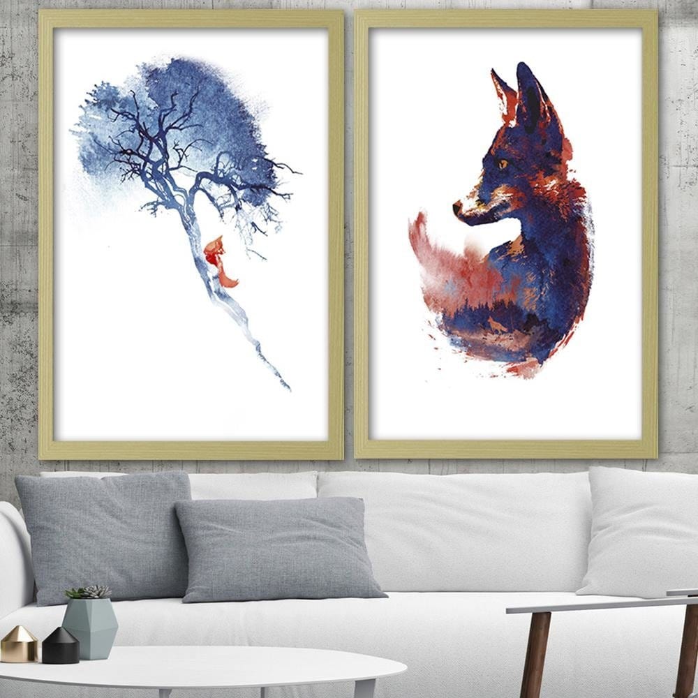 Glezna bēšā rāmī - Fox On The Tree Home Trends DECO