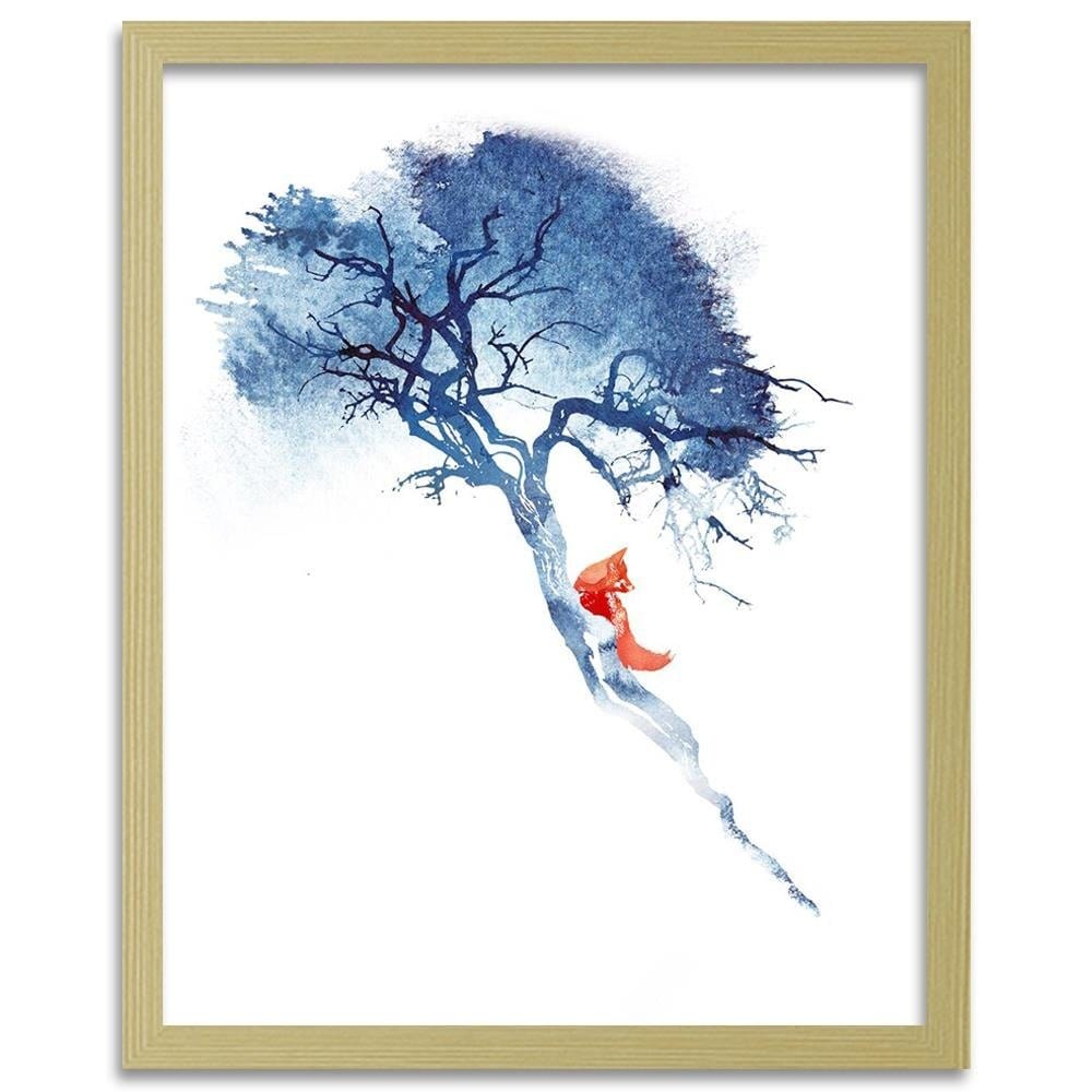 Glezna bēšā rāmī - Fox On The Tree Home Trends DECO