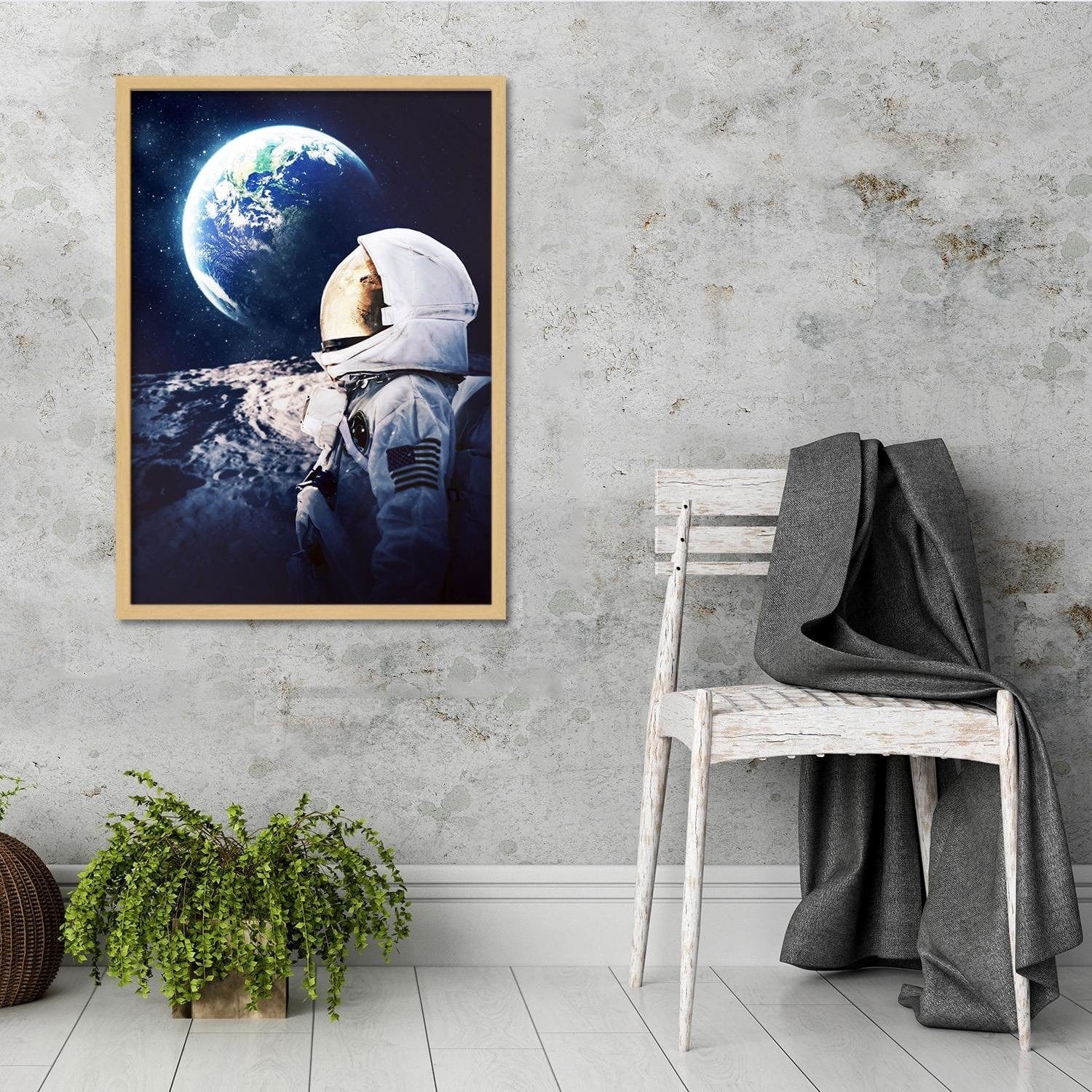 Glezna bēšā rāmī - Galaxy Art Print Blue Home Trends DECO