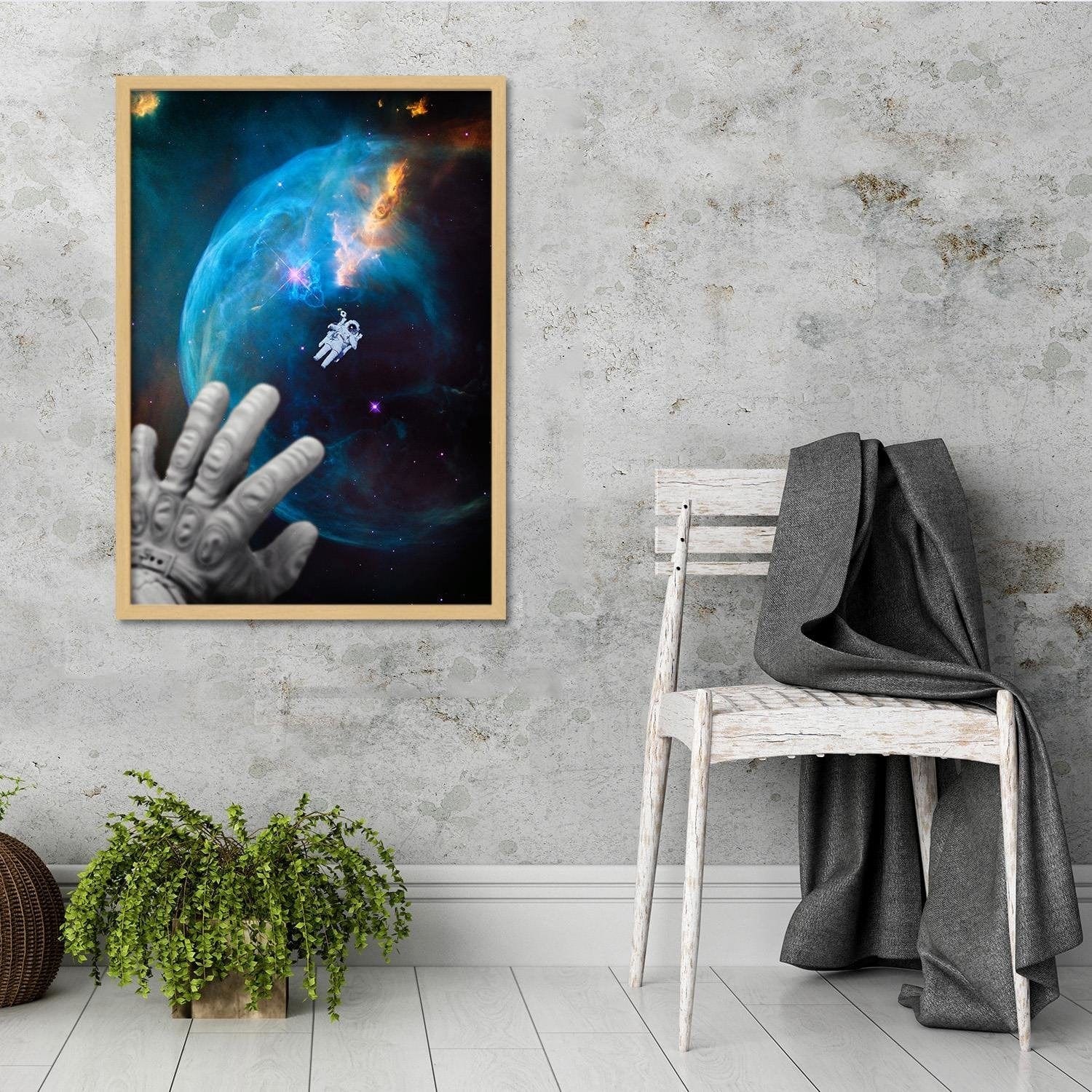Glezna bēšā rāmī - Galaxy Artwork Blue Home Trends DECO