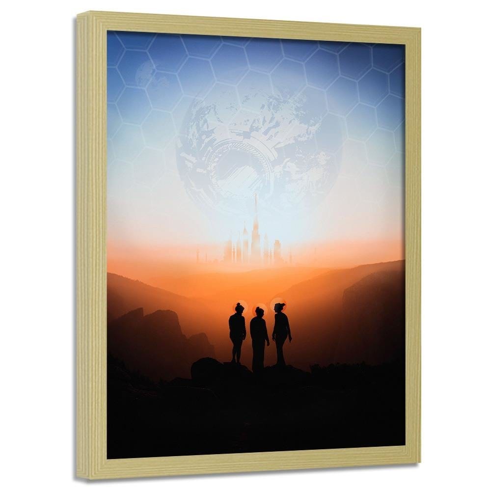 Glezna bēšā rāmī - Galaxy Painting Orange Home Trends DECO