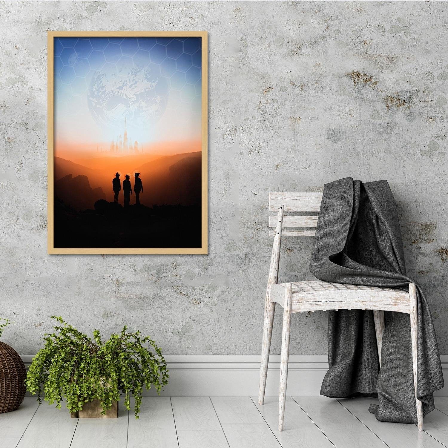Glezna bēšā rāmī - Galaxy Painting Orange Home Trends DECO