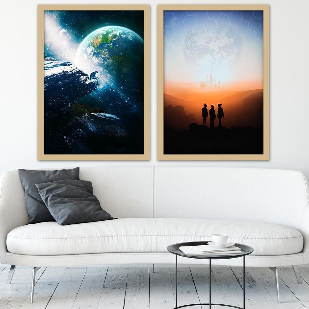 Glezna bēšā rāmī - Galaxy Painting Orange Home Trends DECO