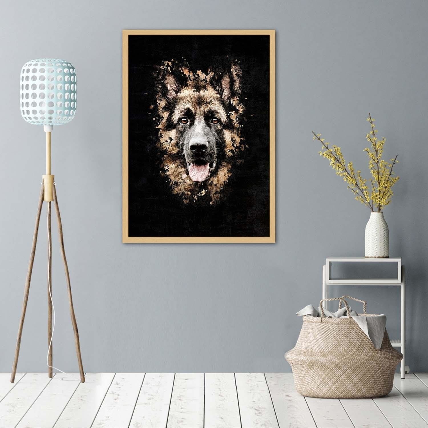 Glezna bēšā rāmī - German Shepherd Home Trends DECO