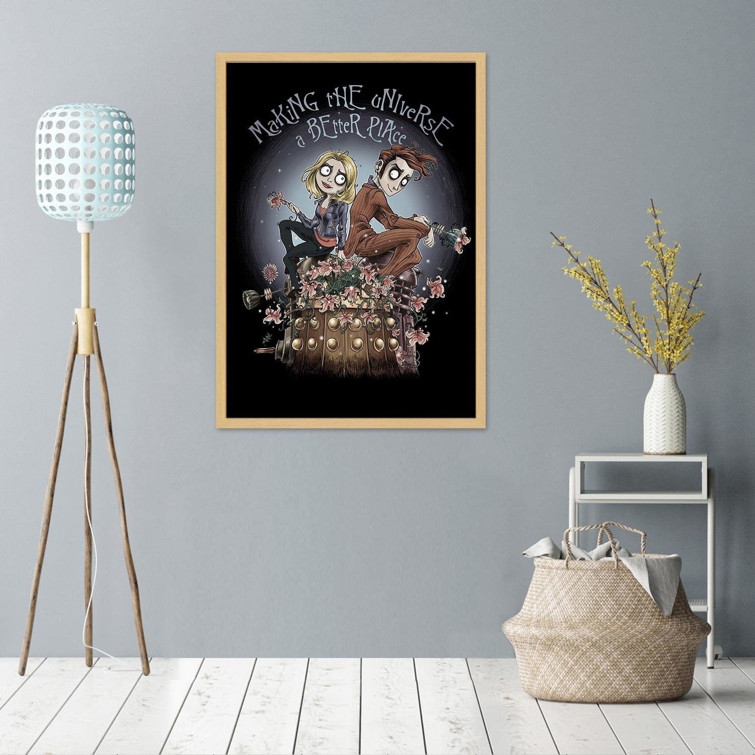 Glezna bēšā rāmī - Girl And Boy On A Background Of The Moon Home Trends DECO