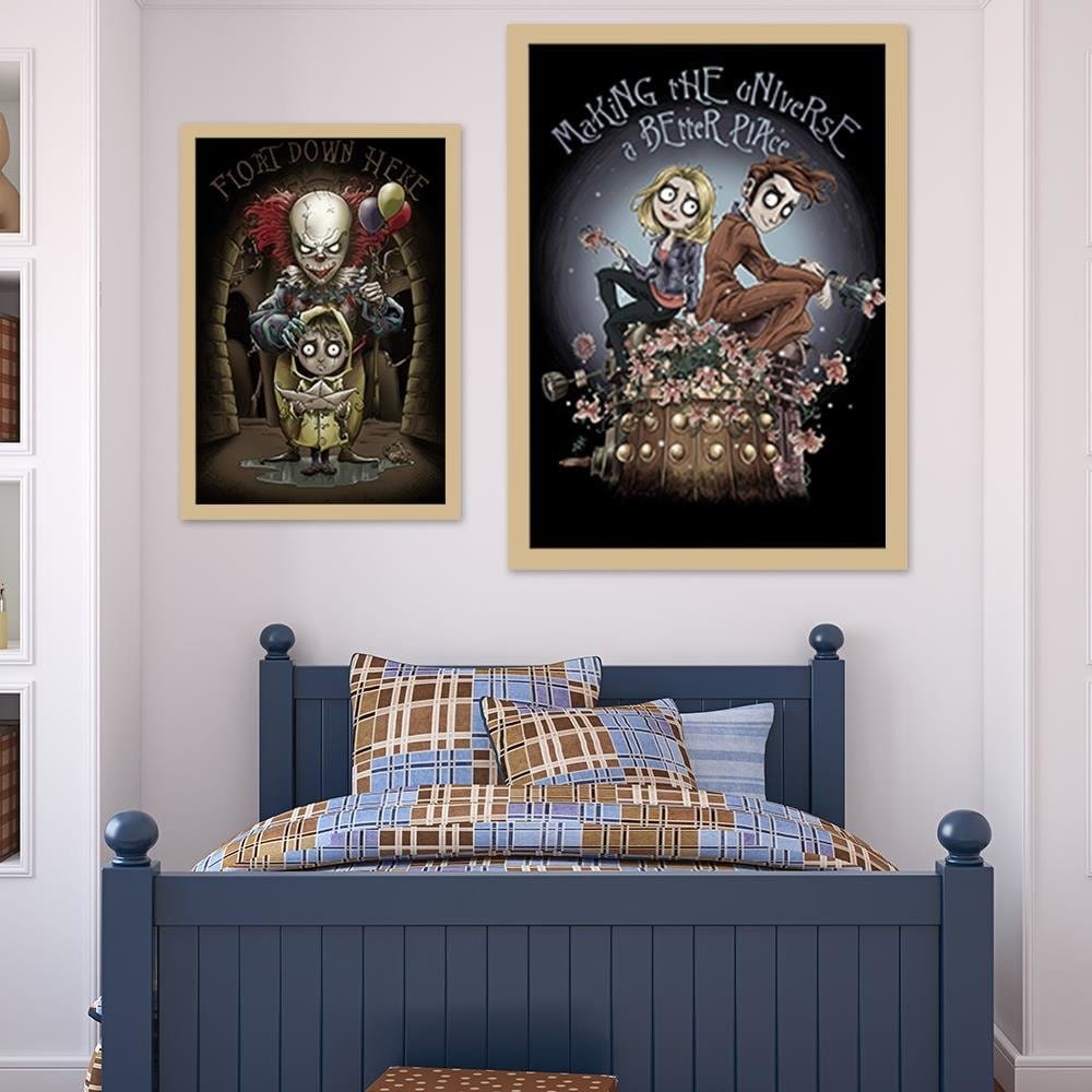 Glezna bēšā rāmī - Girl And Boy On A Background Of The Moon Home Trends DECO