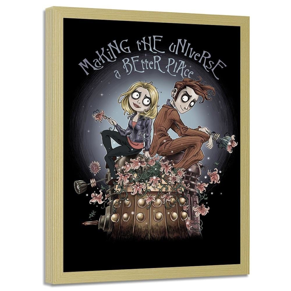 Glezna bēšā rāmī - Girl And Boy On A Background Of The Moon Home Trends DECO
