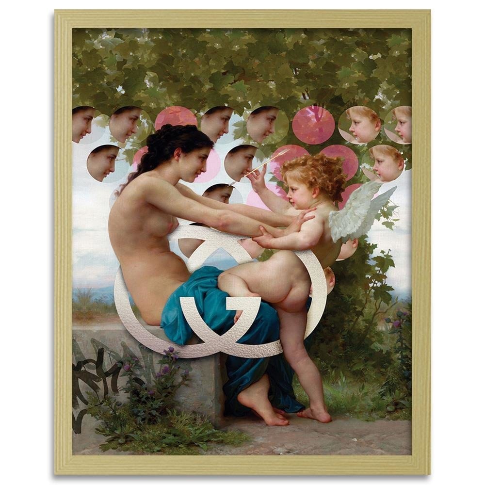 Glezna bēšā rāmī - Girl And Cupid Home Trends DECO