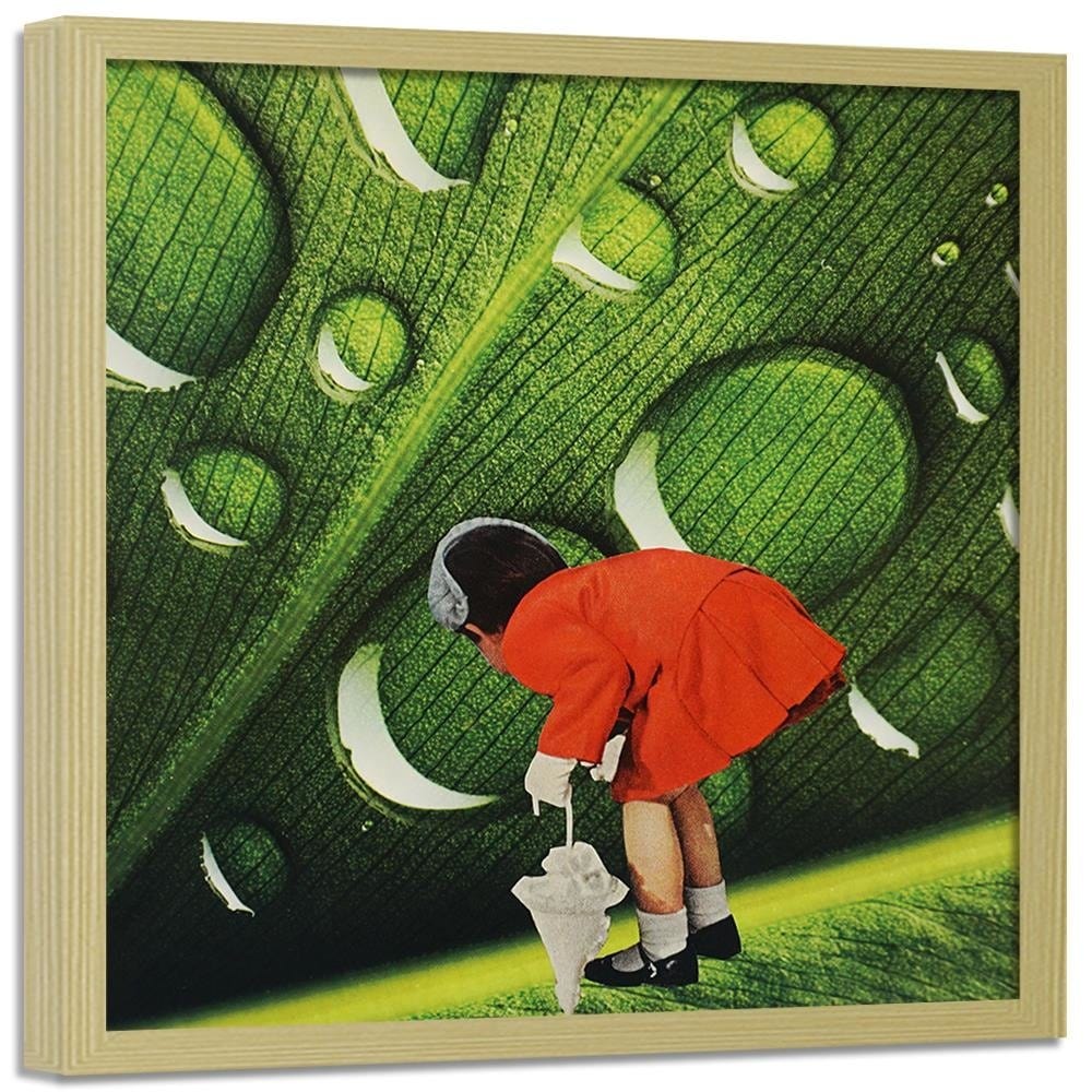 Glezna bēšā rāmī - Girl In Red Garsonce Home Trends DECO