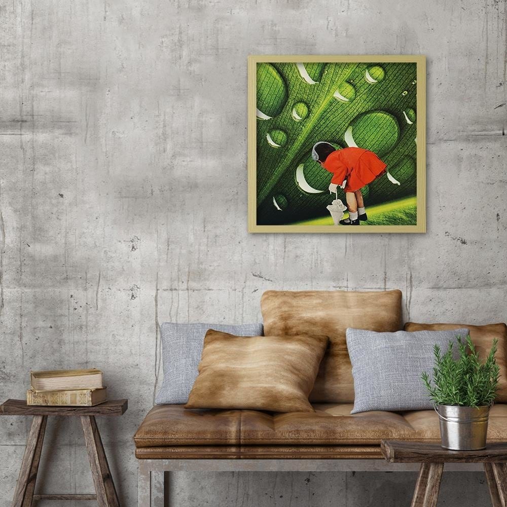 Glezna bēšā rāmī - Girl In Red Garsonce Home Trends DECO