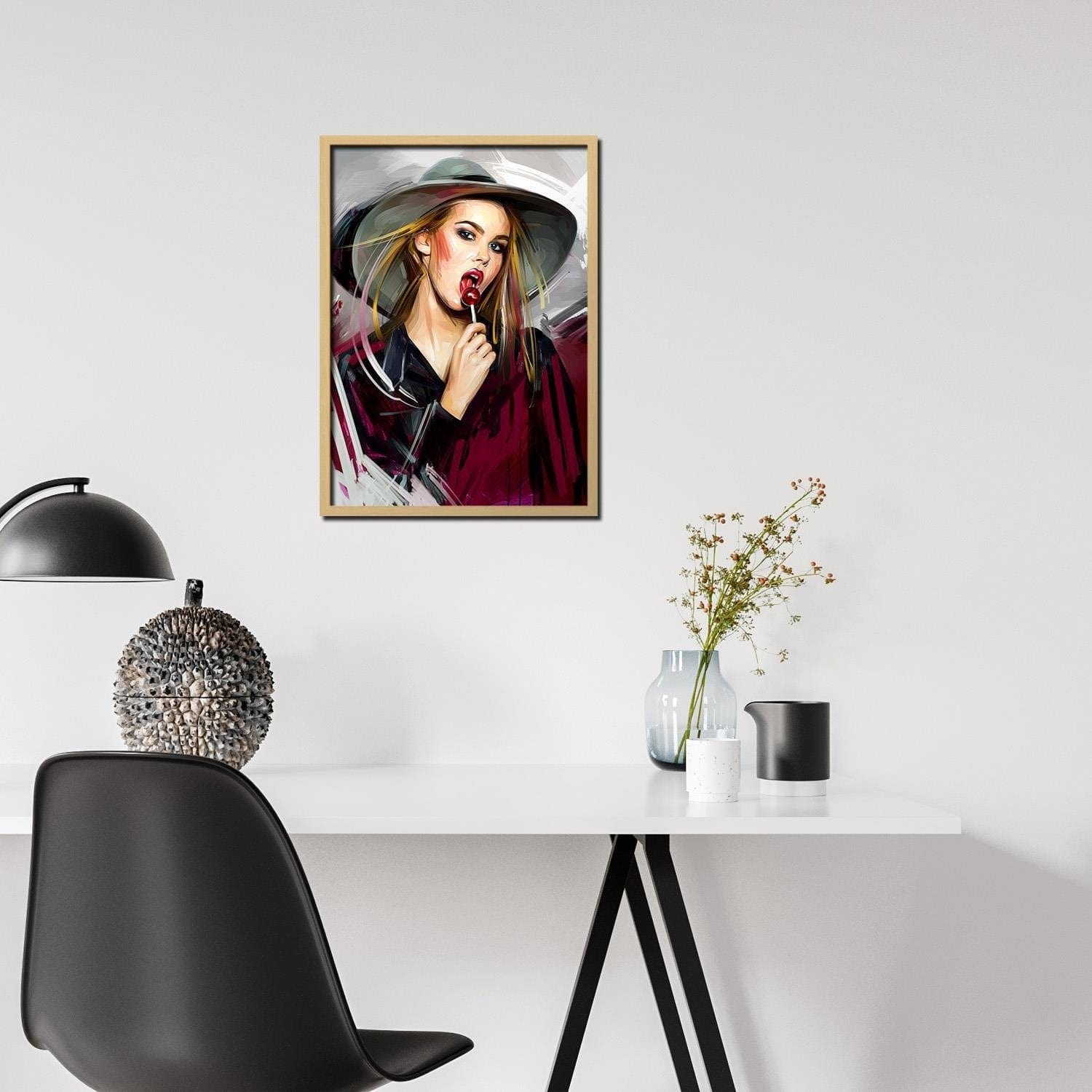 Glezna bēšā rāmī - Girl With Lollipop Home Trends DECO