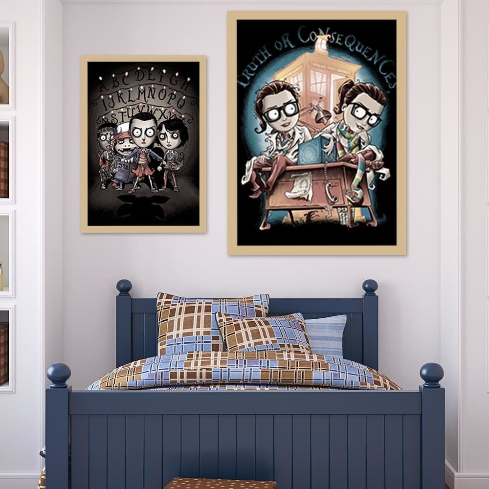 Glezna bēšā rāmī - Girls Wearing Glasses Home Trends DECO