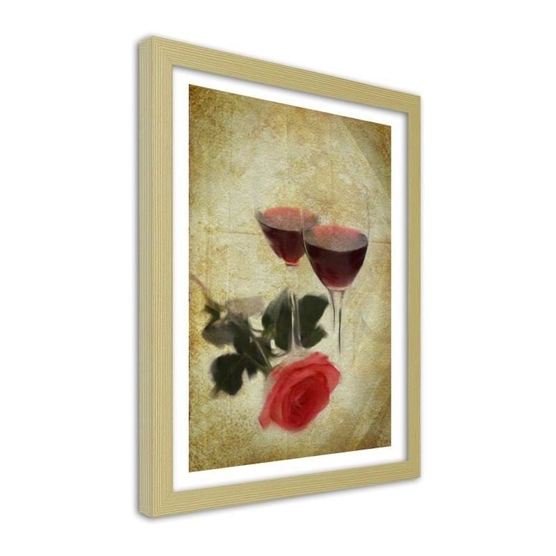 Glezna bēšā rāmī - Glasses of wine and rose Home Trends DECO