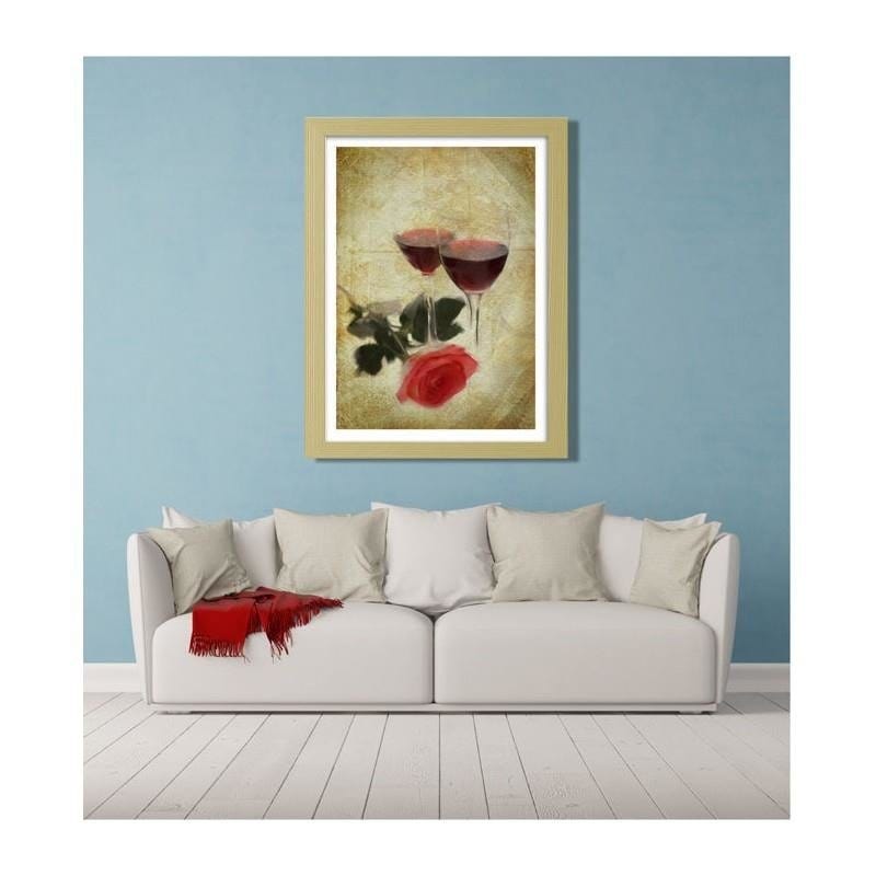 Glezna bēšā rāmī - Glasses of wine and rose Home Trends DECO