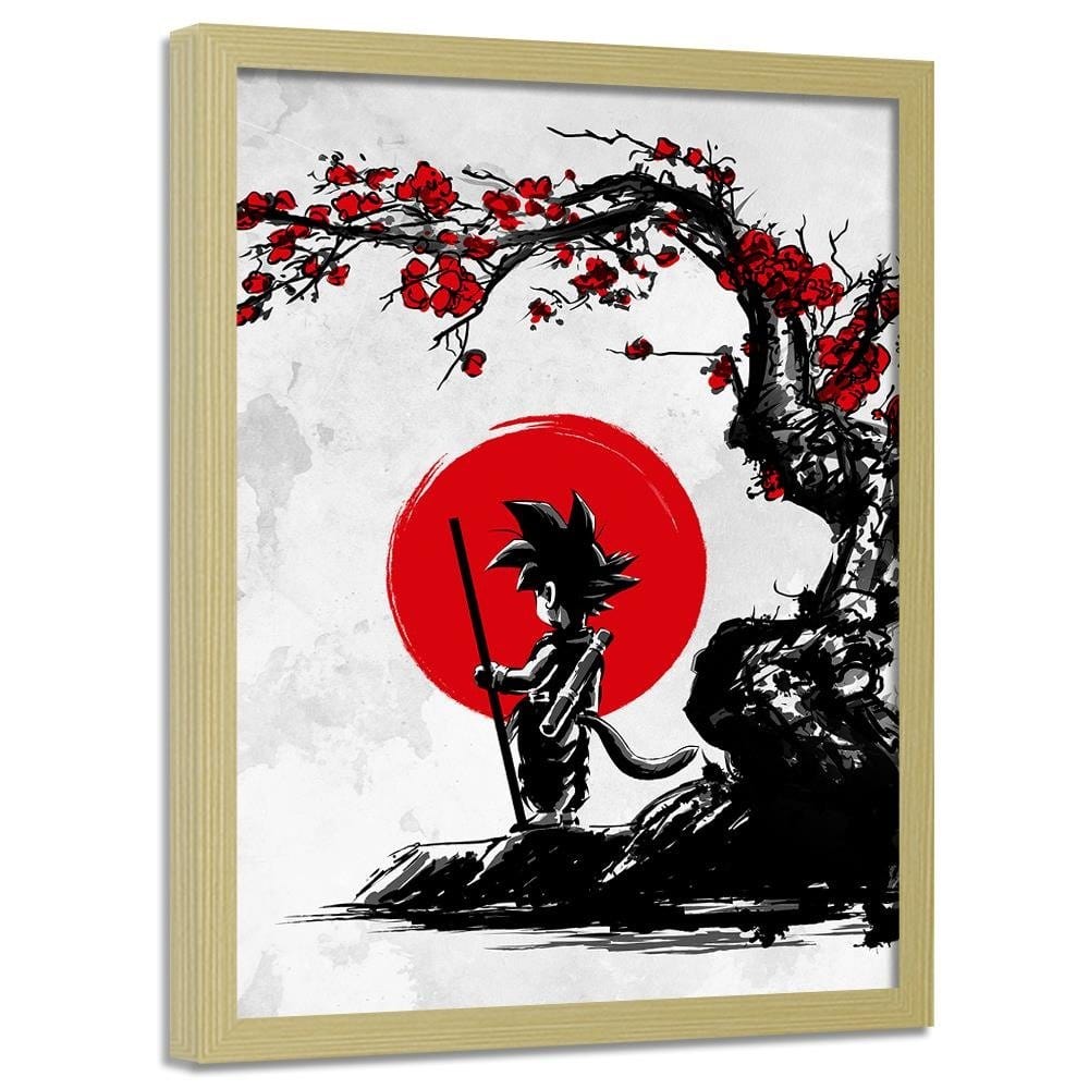 Glezna bēšā rāmī - Goku And The Red Moon Home Trends DECO