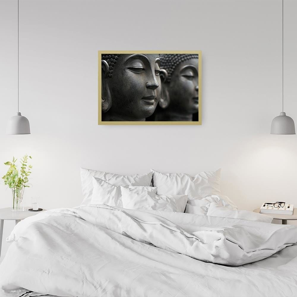Glezna bēšā rāmī - Gray Buddha Statue Home Trends DECO