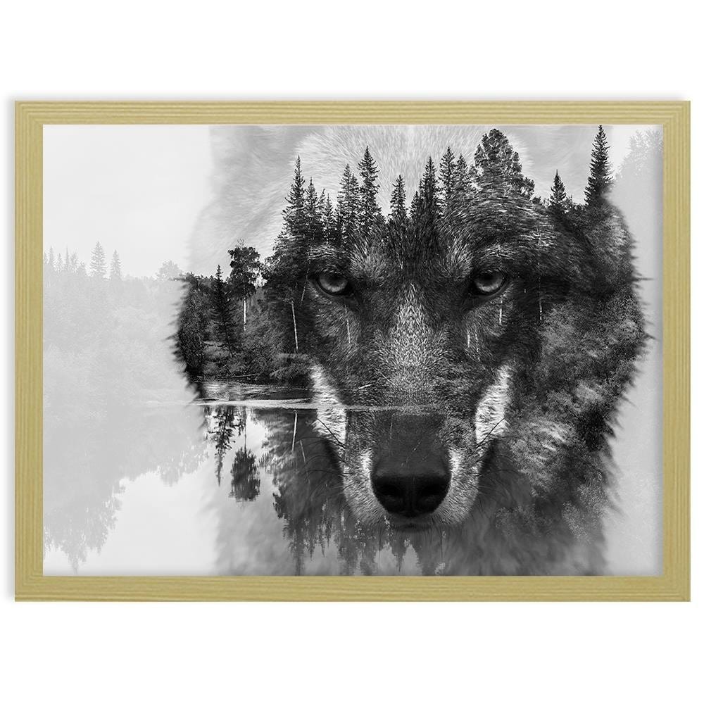 Glezna bēšā rāmī - Gray Wolf Home Trends DECO
