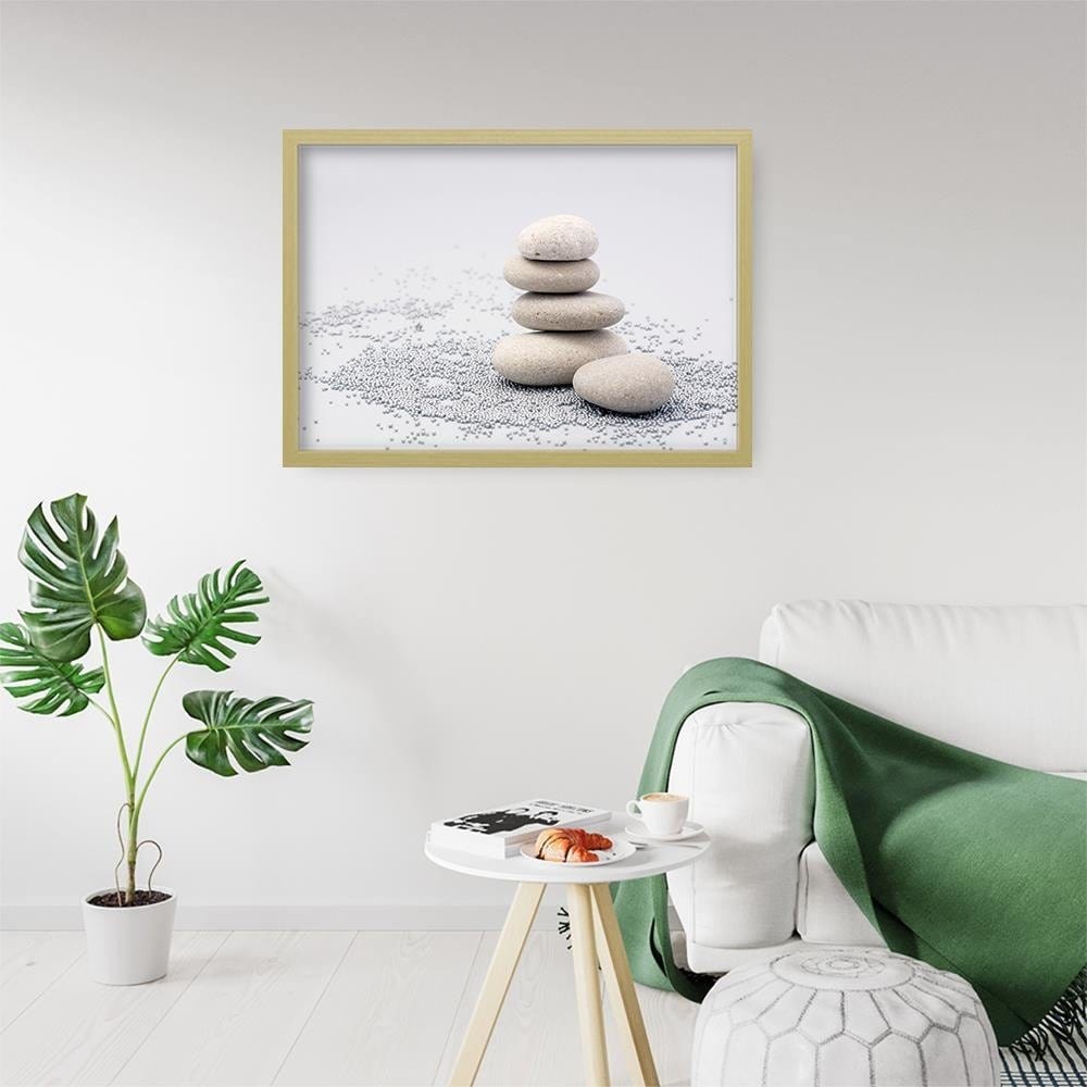 Glezna bēšā rāmī - Gray Zen Stones Home Trends DECO