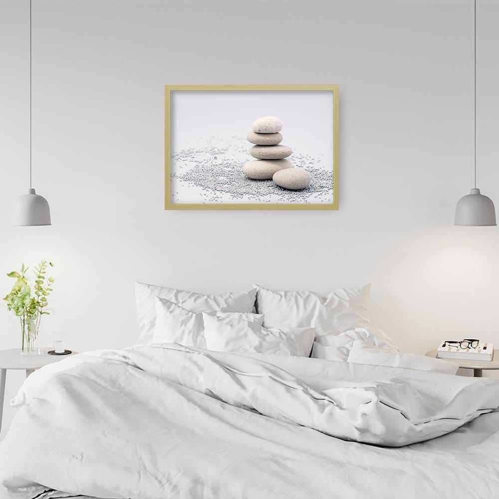 Glezna bēšā rāmī - Gray Zen Stones Home Trends DECO