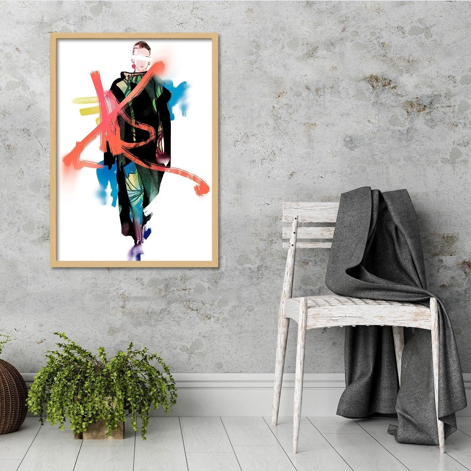 Glezna bēšā rāmī - Grunge Art Home Trends DECO