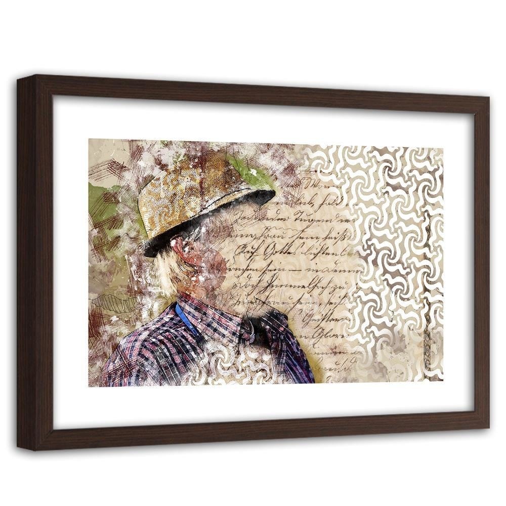 Glezna brūnā rāmī - The Man In The Hat Abstraction Home Trends DECO