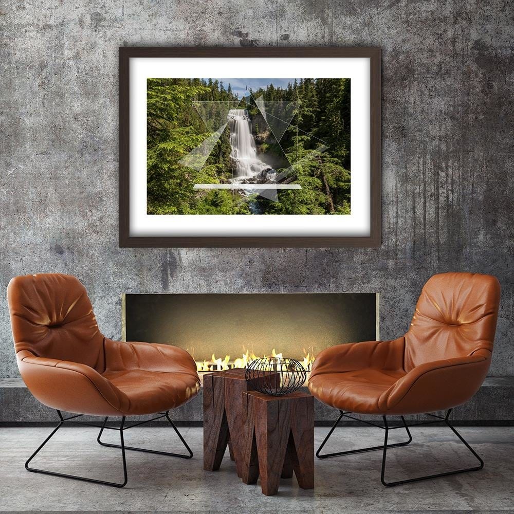 Glezna brūnā rāmī - Waterfall And Geometric Figures 1 Home Trends DECO
