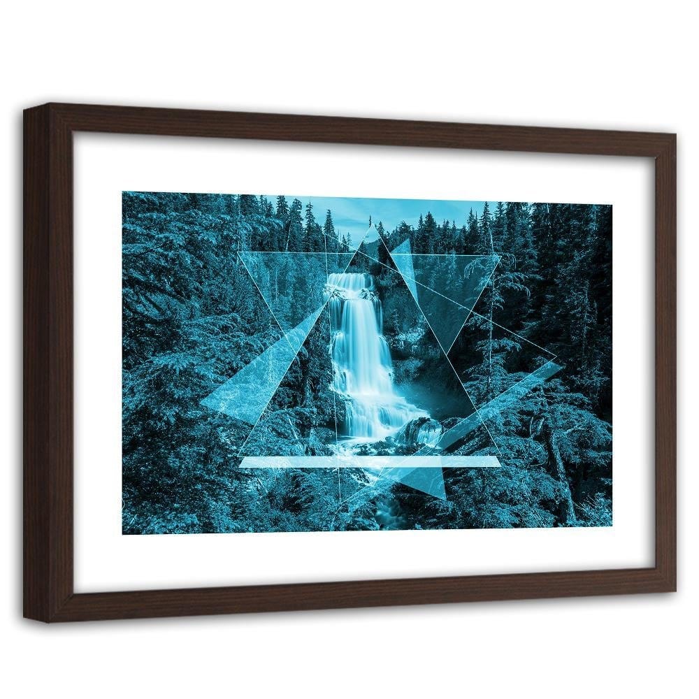 Glezna brūnā rāmī - Waterfall And Geometric Shapes 2 Home Trends DECO