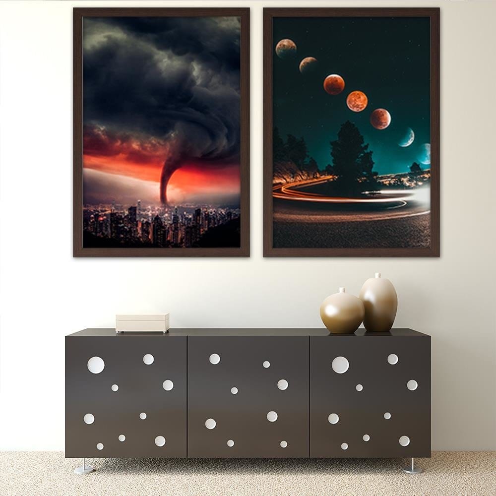 Glezna brūnā rāmī - Whirlwind Over The City Home Trends DECO